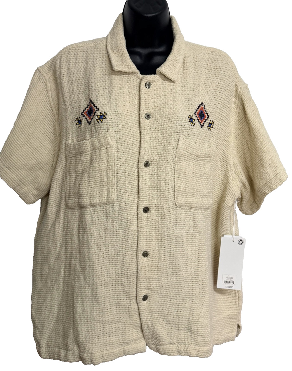 Obey Urban Outfitters Torocan Woven Button Shirt Mens Large Ivory Streetwear NEW